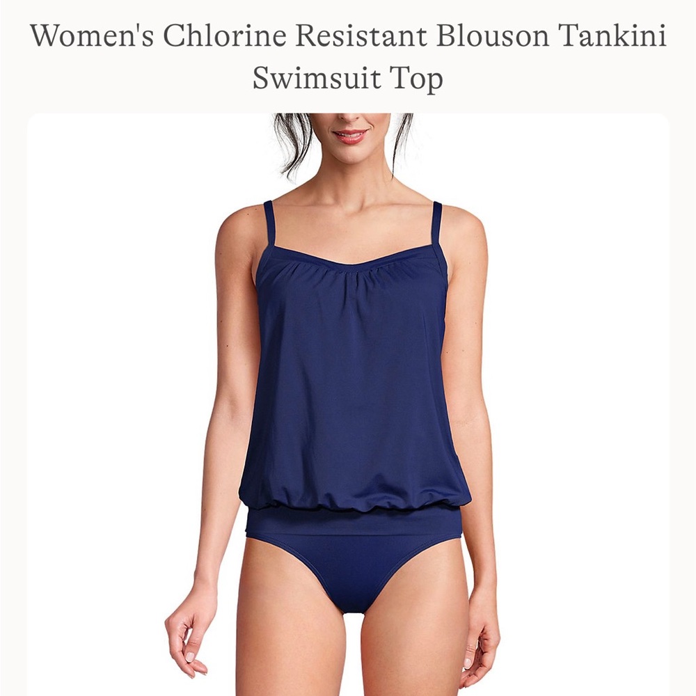 Lands’ End Blouson Tankini Swimsuit Top - Picture 4 of 8